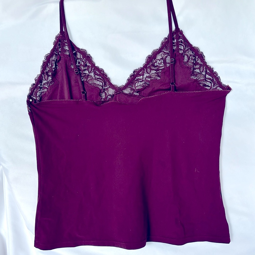 VINTAGE CALVIN KLEIN LINGERIE LACE DETAILED LINGERIE BURGUNDY TOP - MEDIUM - Picture 5 of 9